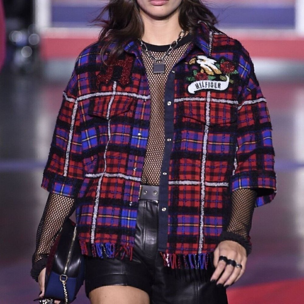 Tommy Hilfiger Collection Tartan Fringe Shirt 2017 Fall Runway $495 Women's 10